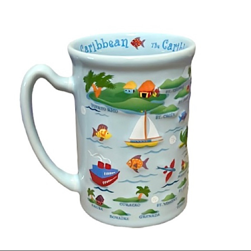 Caribbean Islands Souvenir Coffee Cup Mug 3D Embossed